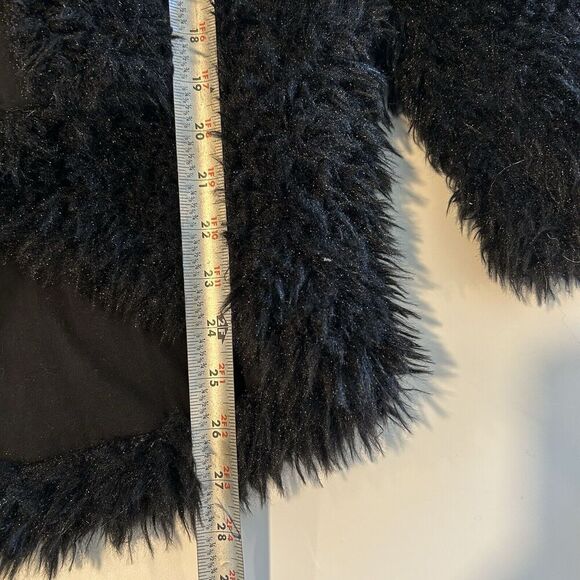 Volcom Stone Row Black Faux Fur Shaggy Jacket Size Small Long Sleeve Hooded Coat - Picture 8 of 10